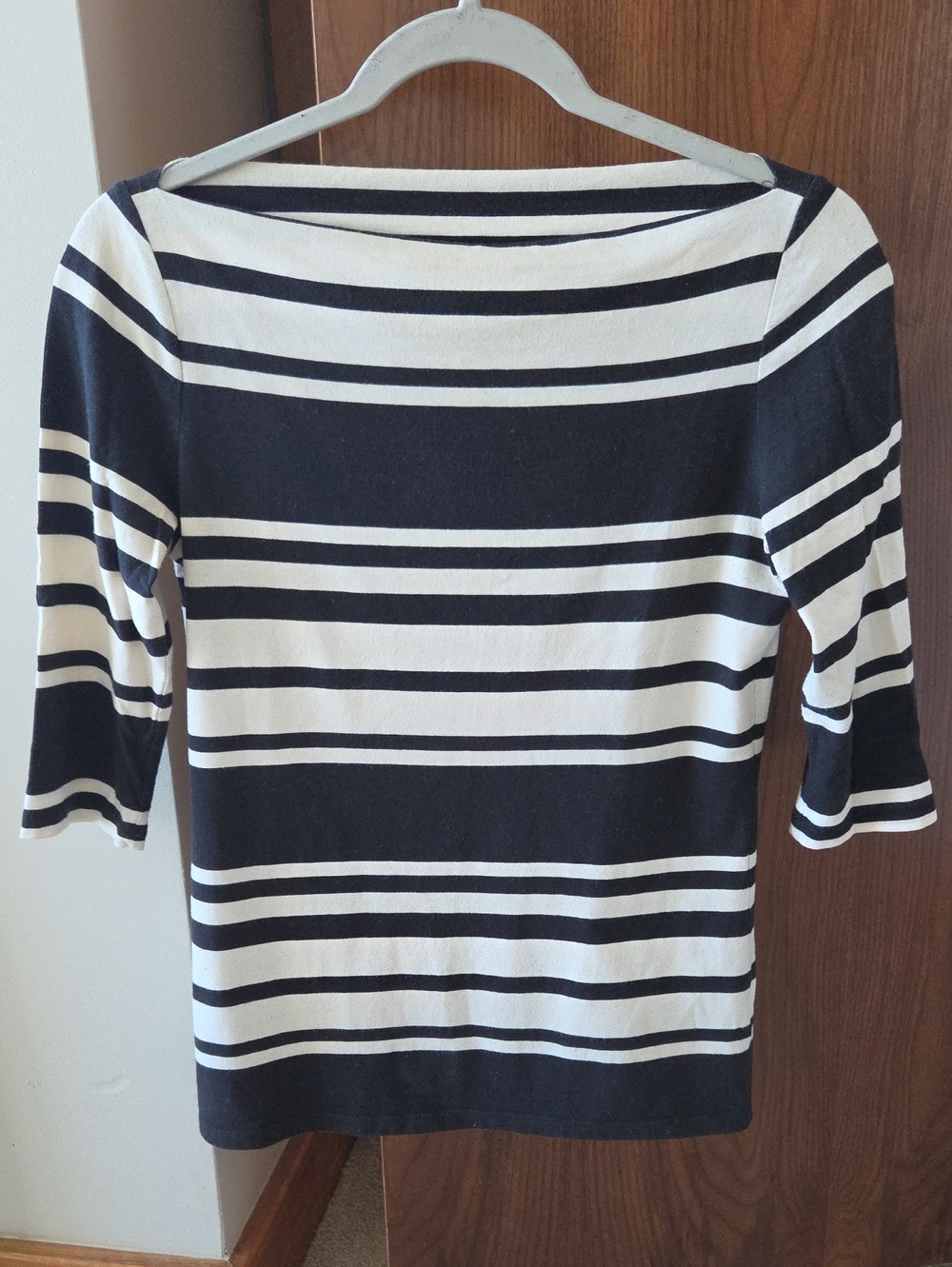 Cynthia Rowley Black and White Striped Off-Shoulder Shirt